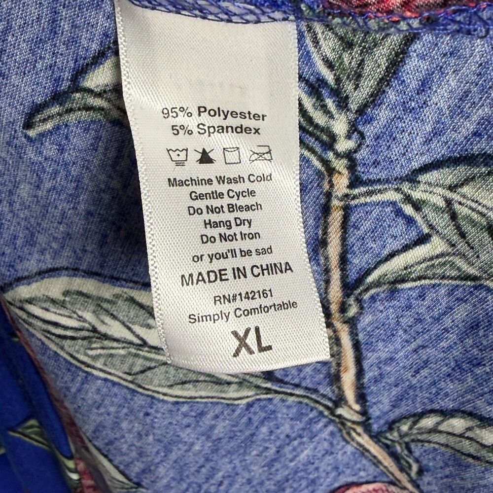 LuLaRoe Carly Dress XL Blue Red Rose Floral High Low Swing Midi Stretch Women's - Picture 3 of 6